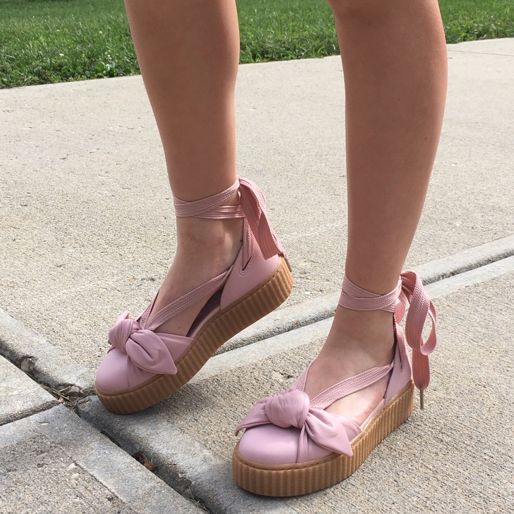 FENTY NEW (No Box) Rihanna Leather Bow Creepers Puma Ballet Platforms Lace Up